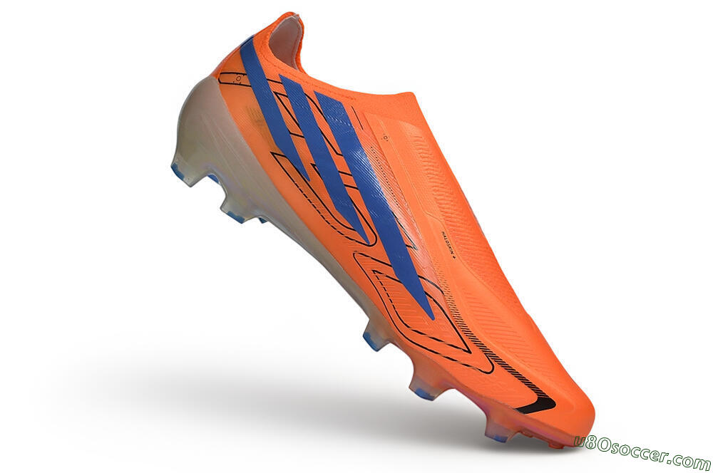 Adidas F50 Hyperfast Elite Laceless FG Firm Ground Soccer Cleats - Orange/Solar Orange/Lucid Blue 4