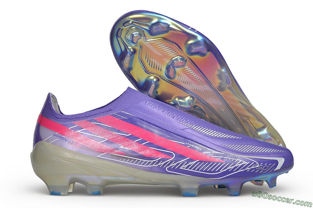 Adidas F50 Hyperfast Elite Laceless FG Firm Ground Soccer Cleats - Purple/Lucid Fuchsia/Iridescent Chrome 1