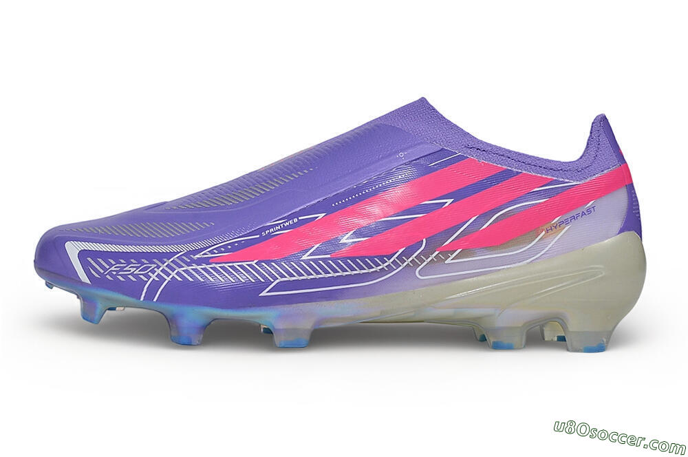Adidas F50 Hyperfast Elite Laceless FG Firm Ground Soccer Cleats - Purple/Lucid Fuchsia/Iridescent Chrome 2