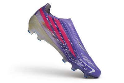 Adidas F50 Hyperfast Elite Laceless FG Firm Ground Soccer Cleats - Purple/Lucid Fuchsia/Iridescent Chrome