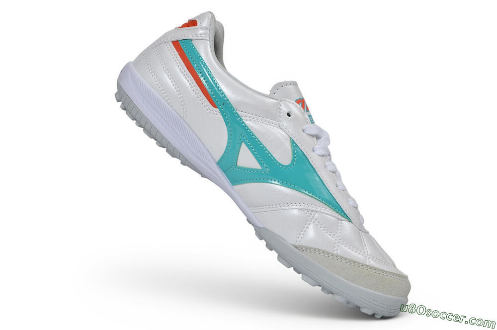 Mizuno Morelia Neo 4 TF Artificial Turf Soccer Shoes - White/Teal/Orange 4