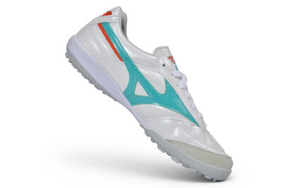 Mizuno Morelia Neo 4 TF Artificial Turf Soccer Shoes - White/Teal/Orange
