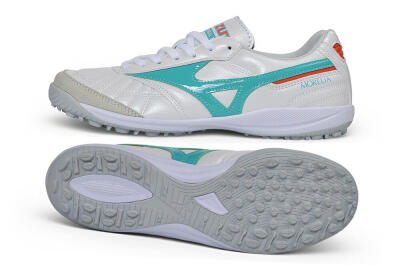 Mizuno Morelia Neo 4 TF Artificial Turf Soccer Shoes - White/Teal/Orange