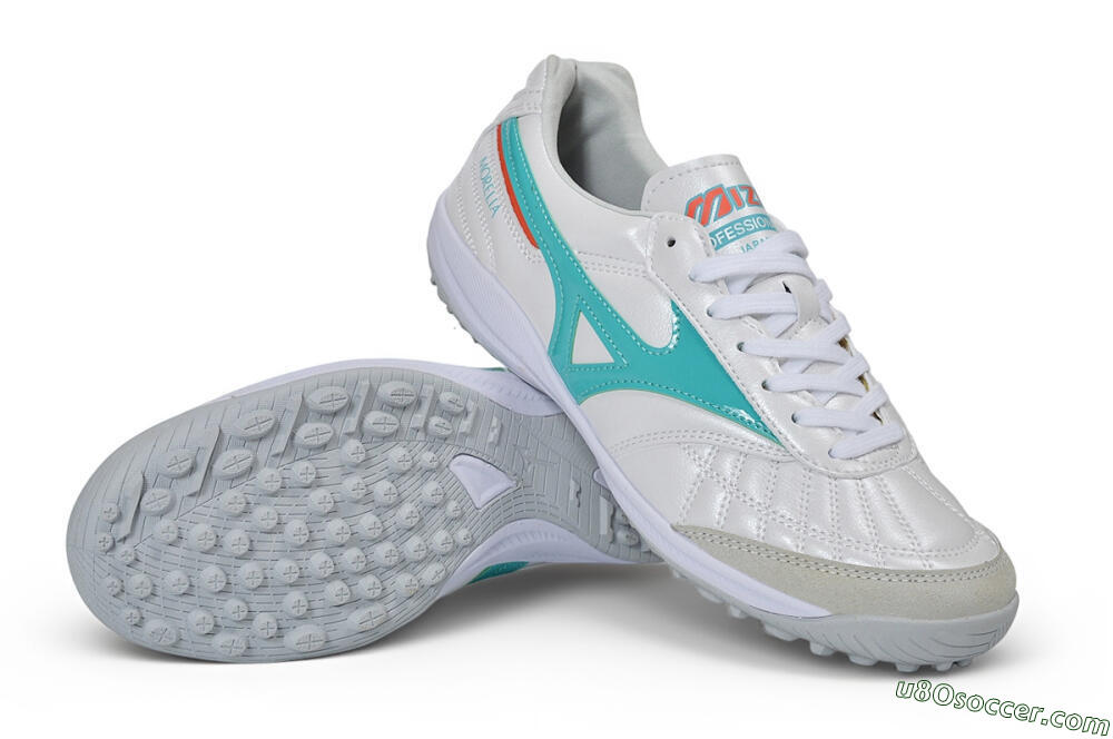 Mizuno Morelia Neo 4 TF Artificial Turf Soccer Shoes - White/Teal/Orange 3