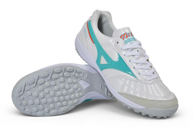 Mizuno Morelia Neo 4 TF Artificial Turf Soccer Shoes - White/Teal/Orange
