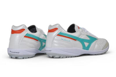 Mizuno Morelia Neo 4 TF Artificial Turf Soccer Shoes - White/Teal/Orange