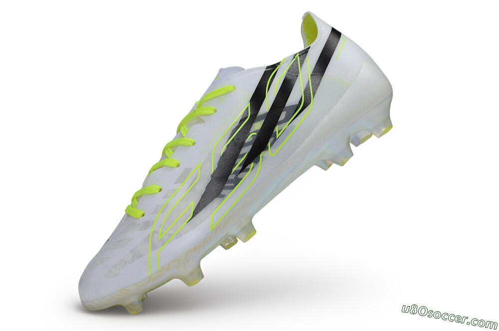 Adidas F50 Hyperfast Evo FG Firm Ground Soccer Cleats - White/White/Volt 5