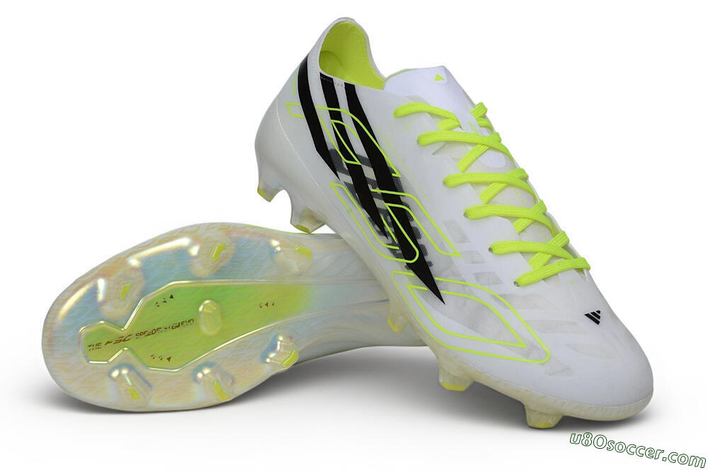 Adidas F50 Hyperfast Evo FG Firm Ground Soccer Cleats - White/White/Volt 3
