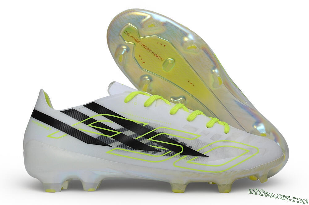 Adidas F50 Hyperfast Evo FG Firm Ground Soccer Cleats - White/White/Volt 1
