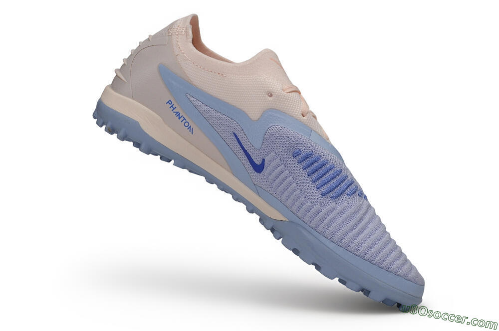 Nike Phantom 6 Elite Low TF Artificial Turf Soccer Shoes - Blue/Barely Grape/Light Peach 4