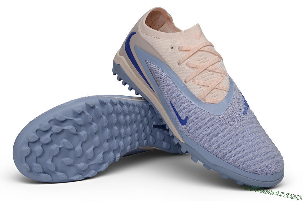 Nike Phantom 6 Elite Low TF Artificial Turf Soccer Shoes - Blue/Barely Grape/Light Peach 3