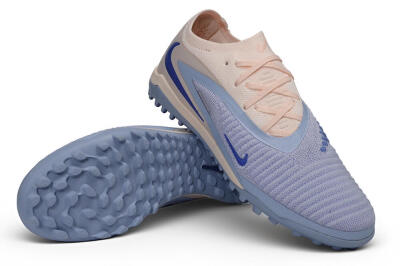 Nike Phantom 6 Elite Low TF Artificial Turf Soccer Shoes - Blue/Barely Grape/Light Peach