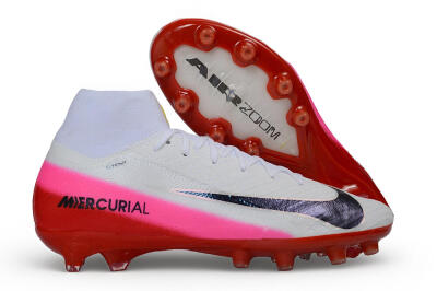 Nike Air Zoom Mercurial Superfly 10 Elite AG Artificial Grass Soccer Cleats - White/Hyper Pink/Total Orange
