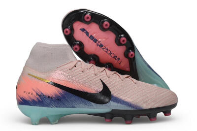 Nike Air Zoom Mercurial Superfly 10 Elite AG Artificial Grass Soccer Cleats - Pink/Sunset Peach/Arctic Teal