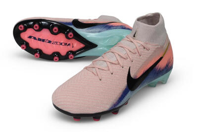 Nike Air Zoom Mercurial Superfly 10 Elite AG Artificial Grass Soccer Cleats - Pink/Sunset Peach/Arctic Teal