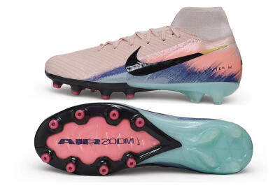 Nike Air Zoom Mercurial Superfly 10 Elite AG Artificial Grass Soccer Cleats - Pink/Sunset Peach/Arctic Teal