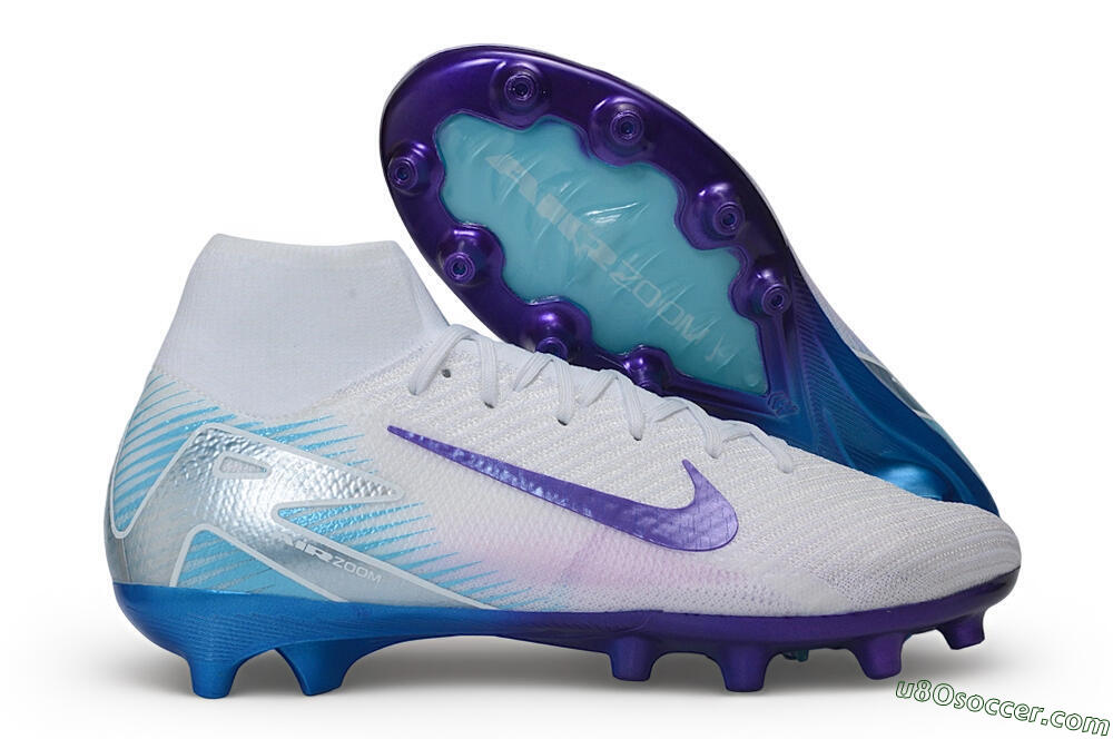 Nike Air Zoom Mercurial Superfly 10 Elite AG Artificial Grass Soccer Cleats - White/Brilliant White/Psychic Purple 1