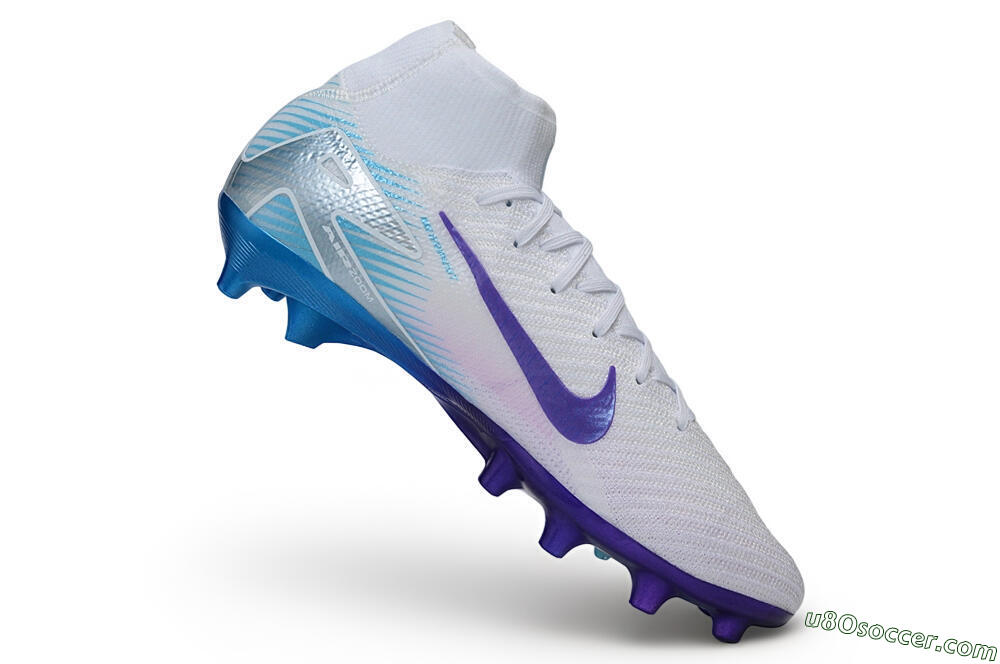 Nike Air Zoom Mercurial Superfly 10 Elite AG Artificial Grass Soccer Cleats - White/Brilliant White/Psychic Purple 4