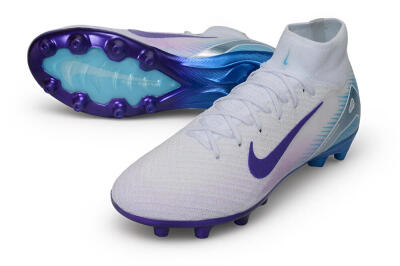Nike Air Zoom Mercurial Superfly 10 Elite AG Artificial Grass Soccer Cleats - White/Brilliant White/Psychic Purple