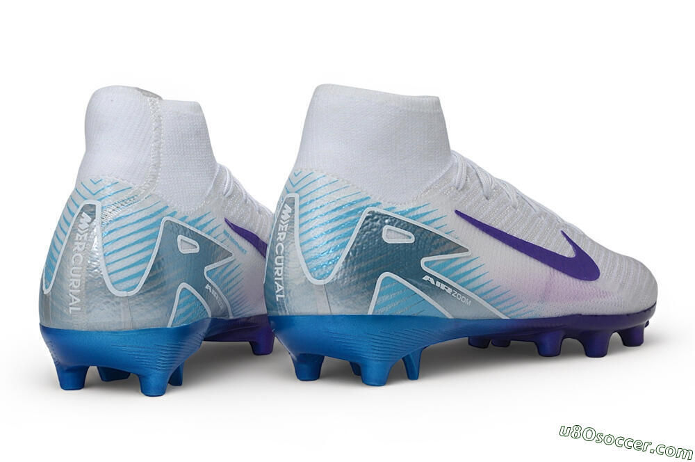 Nike Air Zoom Mercurial Superfly 10 Elite AG Artificial Grass Soccer Cleats - White/Brilliant White/Psychic Purple 6