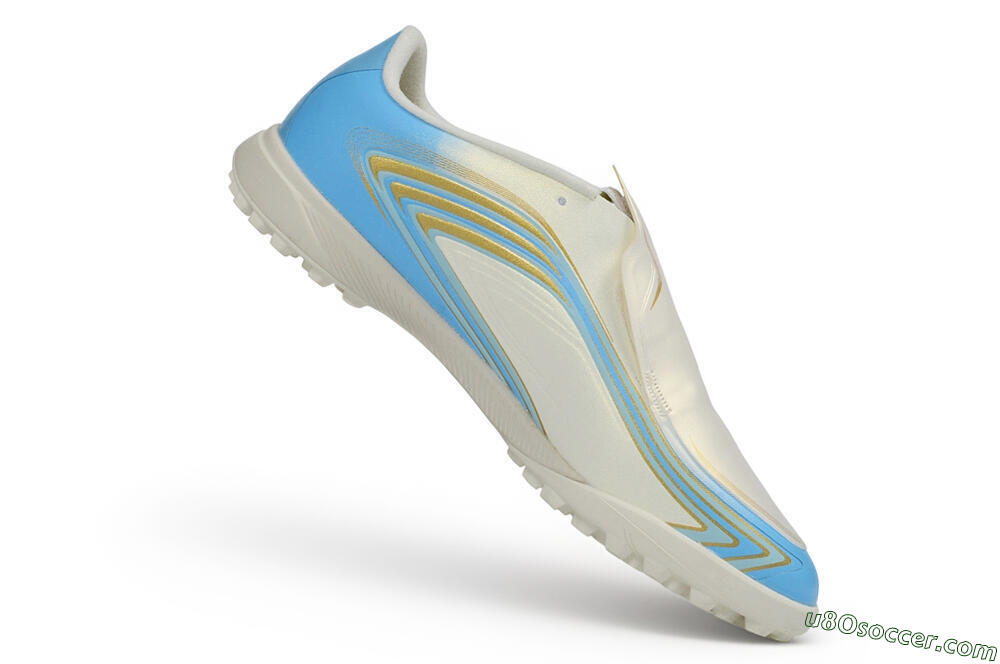Messi x Adidas F50 Elite TF Artificial Turf Soccer Shoes - Beige/Creamy White/Sky Blue 4