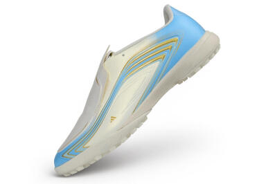 Messi x Adidas F50 Elite TF Artificial Turf Soccer Shoes - Beige/Creamy White/Sky Blue