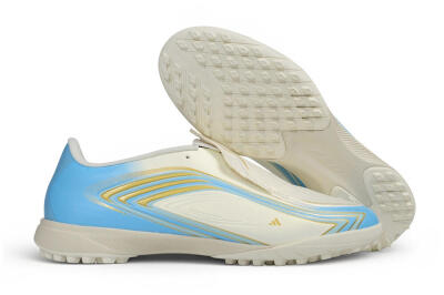 Messi x Adidas F50 Elite TF Artificial Turf Soccer Shoes - Beige/Creamy White/Sky Blue
