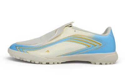 Messi x Adidas F50 Elite TF Artificial Turf Soccer Shoes - Beige/Creamy White/Sky Blue