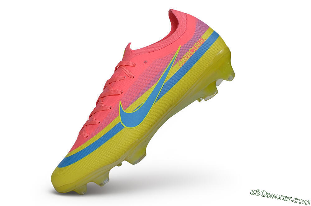 Nike Air Zoom Mercurial Vapor 17 Elite FG Firm Ground Soccer Cleats - Yellow/Sunset Pink/Electric Blue 5