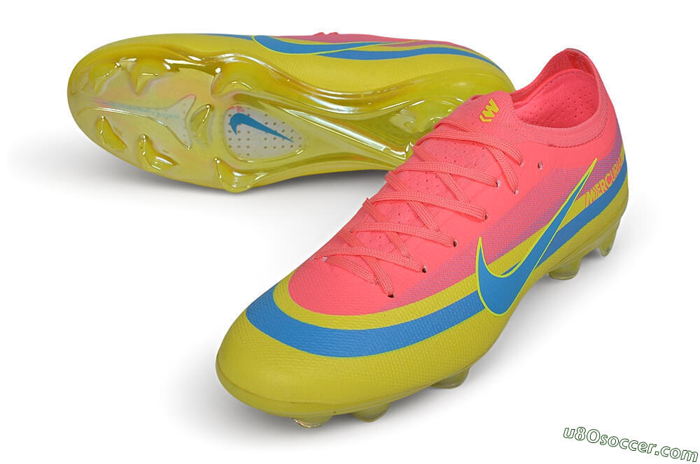 Nike Air Zoom Mercurial Vapor 17 Elite FG Firm Ground Soccer Cleats - Yellow/Sunset Pink/Electric Blue 3