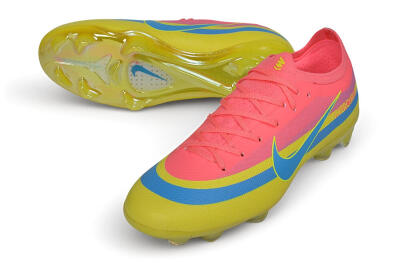 Nike Air Zoom Mercurial Vapor 17 Elite FG Firm Ground Soccer Cleats - Yellow/Sunset Pink/Electric Blue
