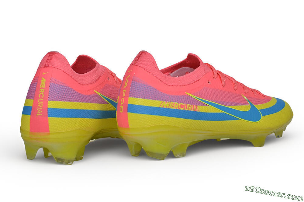 Nike Air Zoom Mercurial Vapor 17 Elite FG Firm Ground Soccer Cleats - Yellow/Sunset Pink/Electric Blue 6