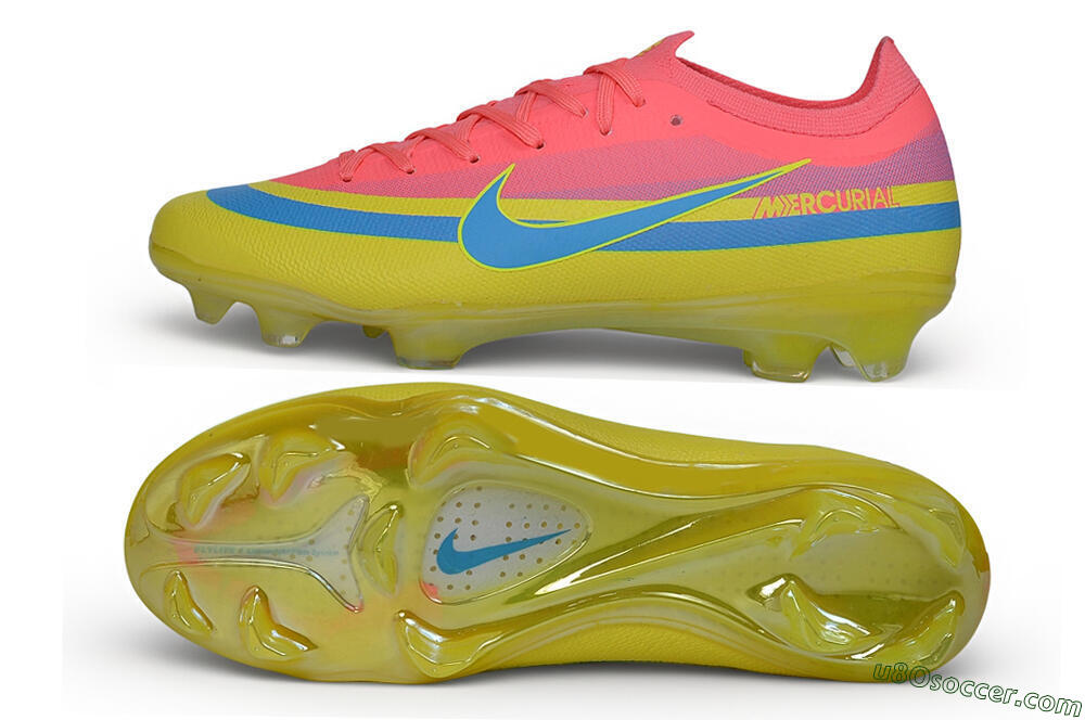 Nike Air Zoom Mercurial Vapor 17 Elite FG Firm Ground Soccer Cleats - Yellow/Sunset Pink/Electric Blue 0