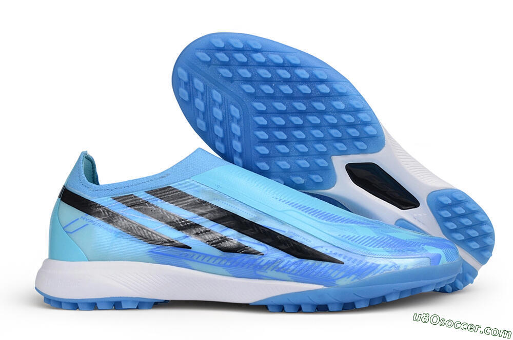 Adidas F50 Hyperfast Elite Laceless TF Artificial Turf Soccer Shoes - Blue/Clear Sky Blue/Core Black 1