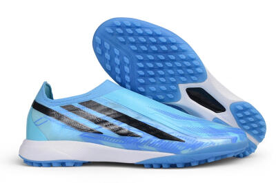 Adidas F50 Hyperfast Elite Laceless TF Artificial Turf Soccer Shoes - Blue/Clear Sky Blue/Core Black