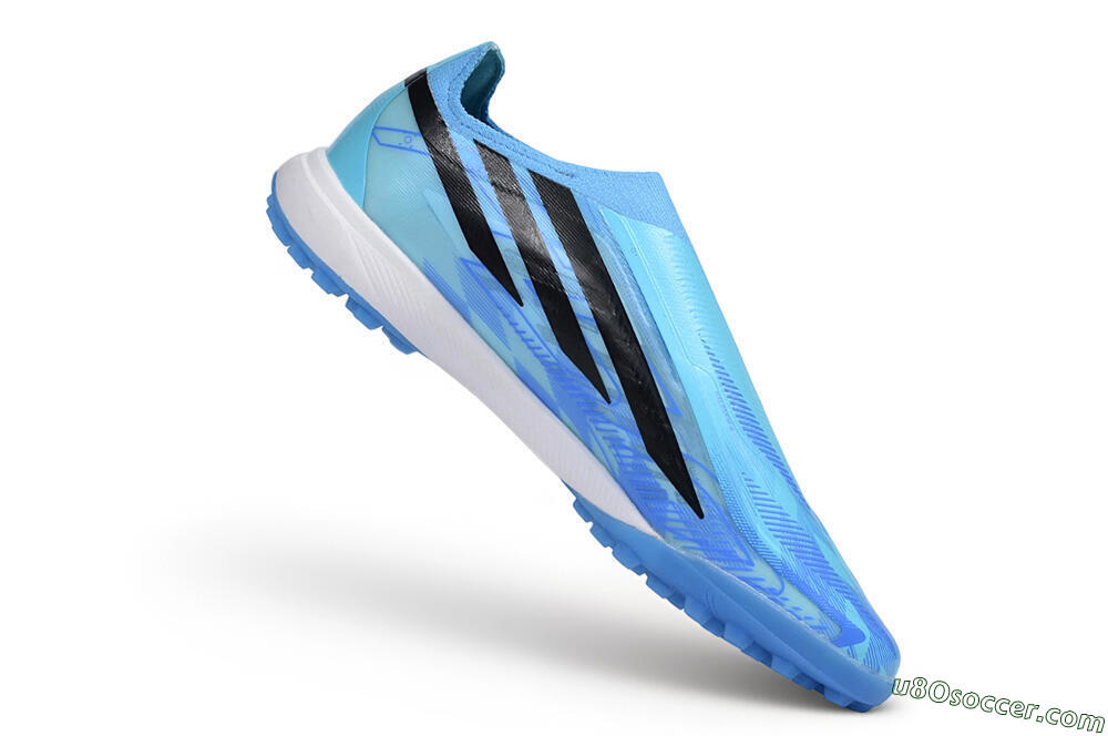 Adidas F50 Hyperfast Elite Laceless TF Artificial Turf Soccer Shoes - Blue/Clear Sky Blue/Core Black 4