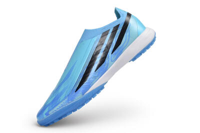 Adidas F50 Hyperfast Elite Laceless TF Artificial Turf Soccer Shoes - Blue/Clear Sky Blue/Core Black