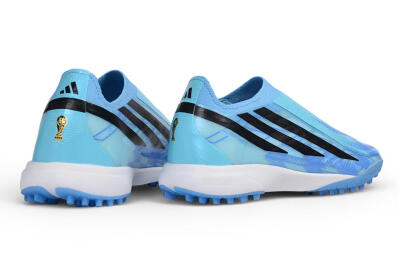 Adidas F50 Hyperfast Elite Laceless TF Artificial Turf Soccer Shoes - Blue/Clear Sky Blue/Core Black