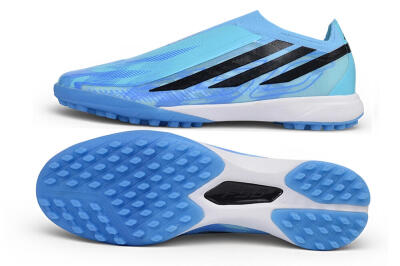 Adidas F50 Hyperfast Elite Laceless TF Artificial Turf Soccer Shoes - Blue/Clear Sky Blue/Core Black