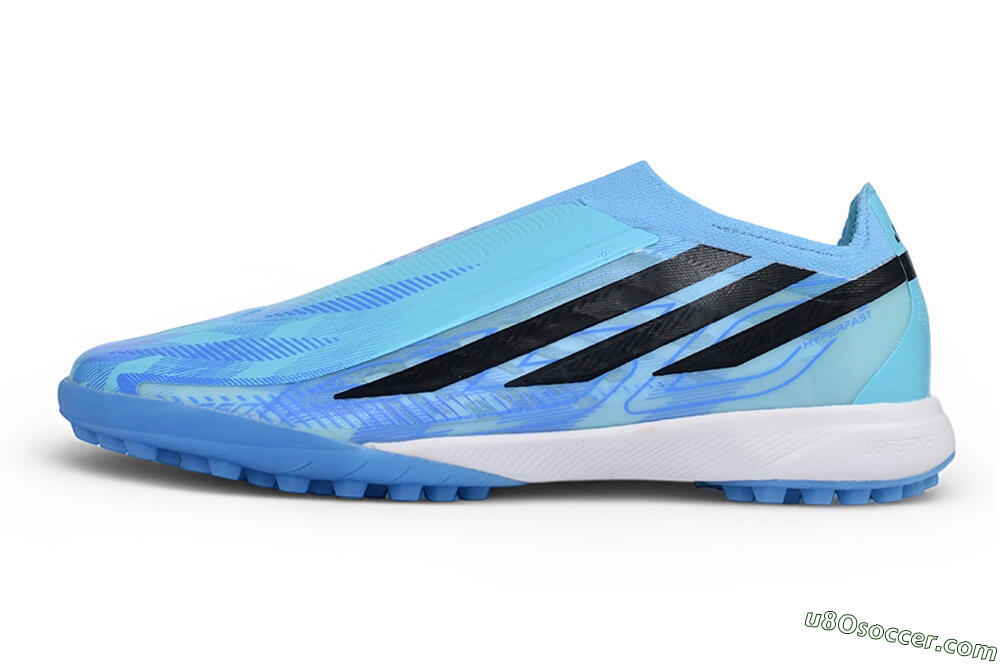 Adidas F50 Hyperfast Elite Laceless TF Artificial Turf Soccer Shoes - Blue/Clear Sky Blue/Core Black 2