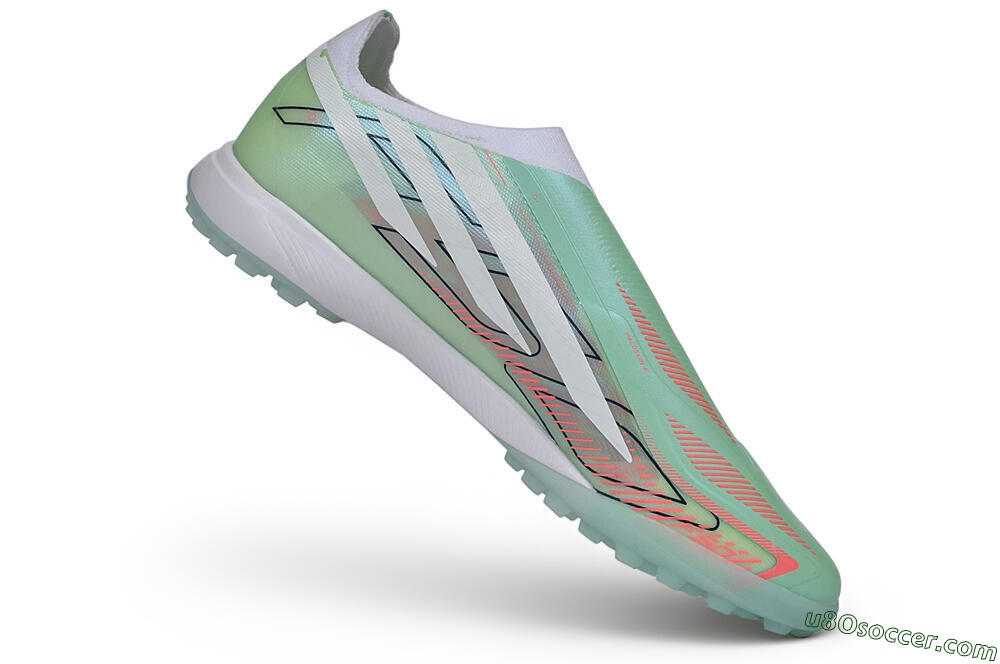 Adidas F50 Hyperfast Elite Laceless TF Artificial Turf Soccer Shoes - Green/Mint/Coral 4