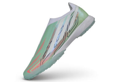 Adidas F50 Hyperfast Elite Laceless TF Artificial Turf Soccer Shoes - Green/Mint/Coral