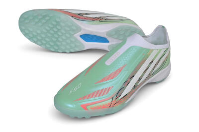 Adidas F50 Hyperfast Elite Laceless TF Artificial Turf Soccer Shoes - Green/Mint/Coral