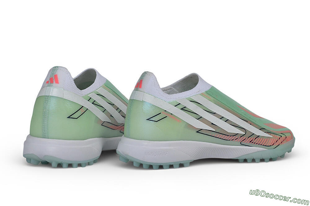 Adidas F50 Hyperfast Elite Laceless TF Artificial Turf Soccer Shoes - Green/Mint/Coral 6