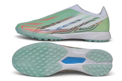 Adidas F50 Hyperfast Elite Laceless TF Artificial Turf Soccer Shoes - Green/Mint/Coral