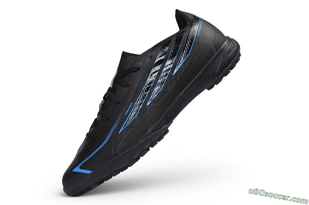 Adidas F50 Hyperfast League TF Artificial Turf Soccer Shoes - Black/Core Black/Lucid Blue 5