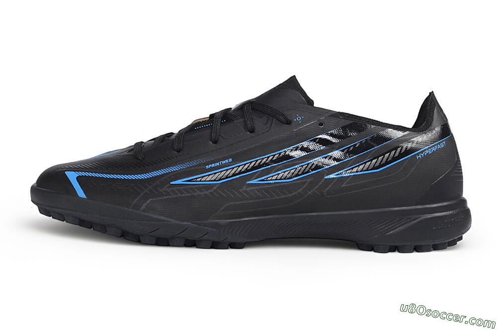 Adidas F50 Hyperfast League TF Artificial Turf Soccer Shoes - Black/Core Black/Lucid Blue 2