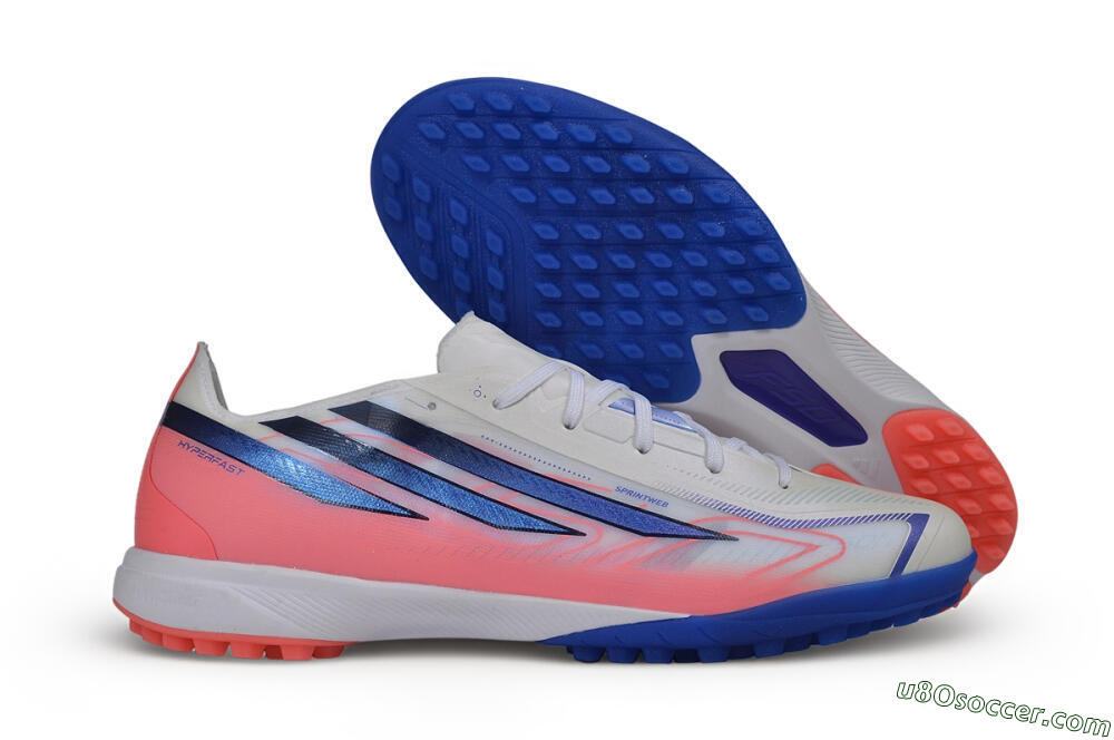 Adidas F50 Hyperfast League TF Artificial Turf Soccer Shoes - White/Cloud White/Lucid Pink 1