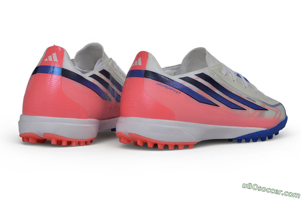 Adidas F50 Hyperfast League TF Artificial Turf Soccer Shoes - White/Cloud White/Lucid Pink 6