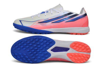 Adidas F50 Hyperfast League TF Artificial Turf Soccer Shoes - White/Cloud White/Lucid Pink